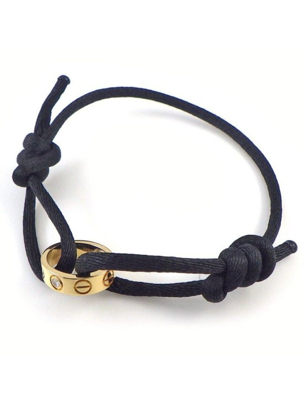 Cartier Bracelet Love 1 Point Diamond 18k Yellow Gold Black Cotton Code